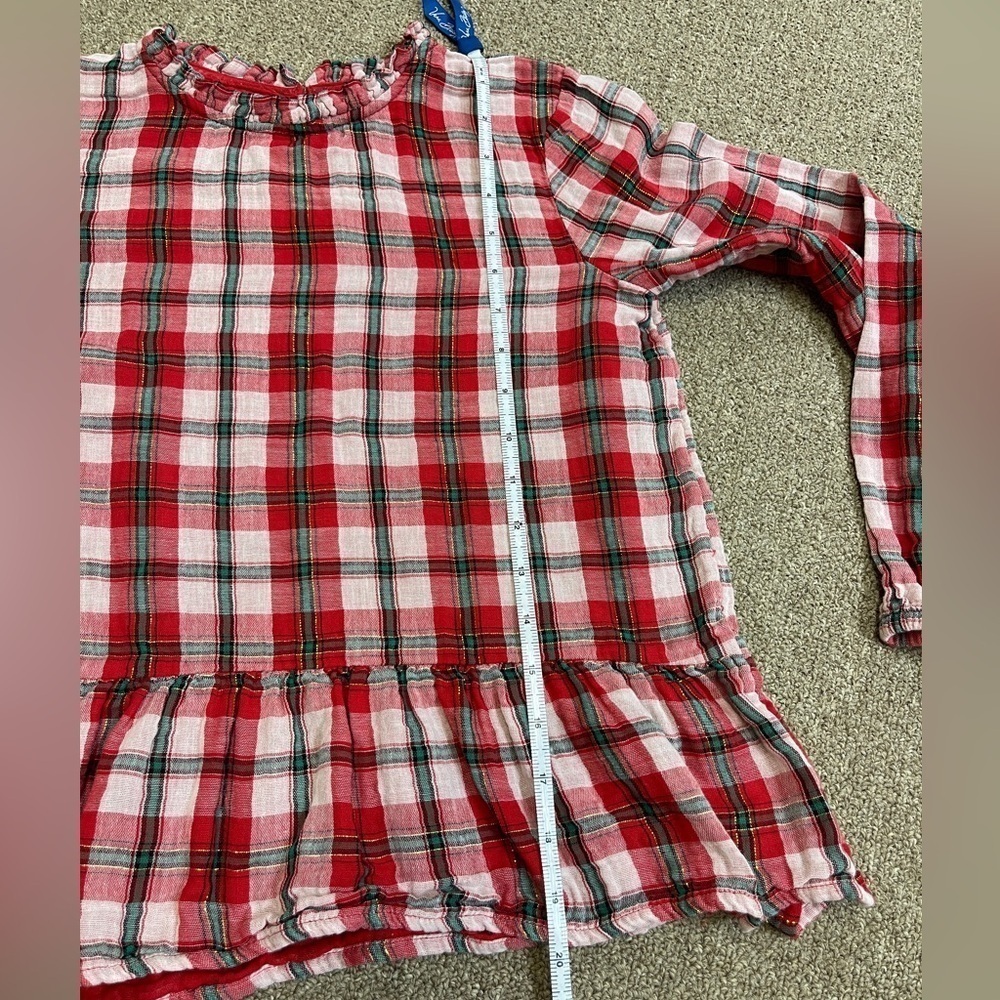 Cat & Jack: Girl’s Red/Green/Gold Plaid Long Sleeve Blouse, Size L (10/12) - Picture 10 of 12